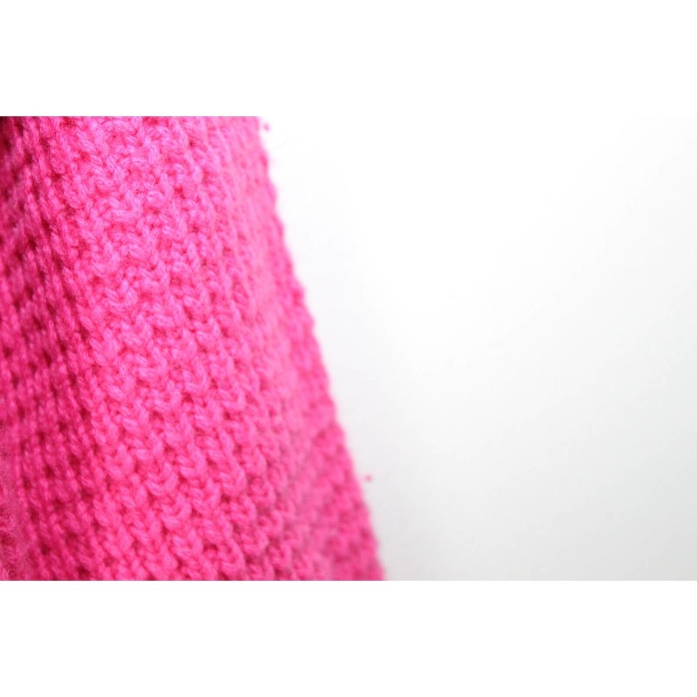 Garnet Hill Waffle Knit Crewneck Cashmere Wool Sweater Pink Pockets Size Small - Picture 8 of 16